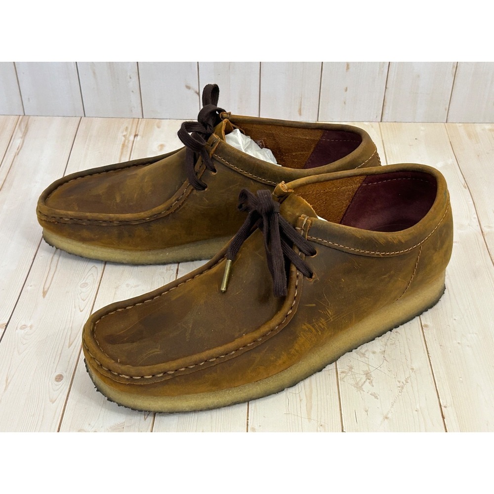 Men's Shoes Clarks Originals WALLABEE BOOTS Moccasin Lace Up BEESWAX Brown 7M